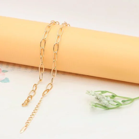 Chunky Oval Link Rose Gold Necklace with Round Center Pendant, XPNL0348 - Picture 13 of 13